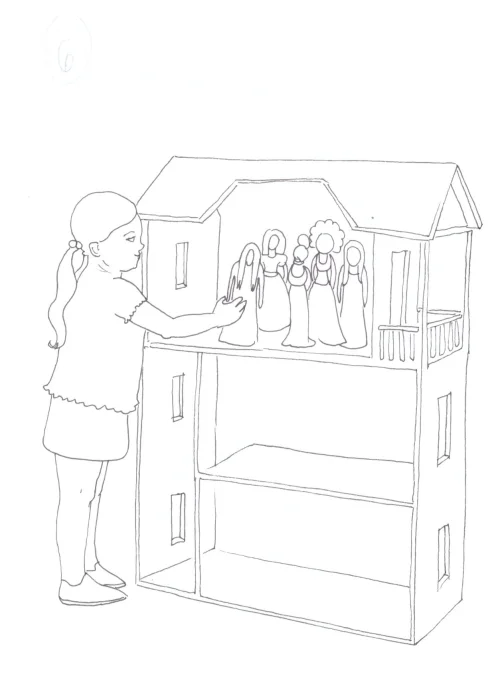 100 Women Challenge — 1 - A Room of One's Own — Ink drawing by Roberta Gattel