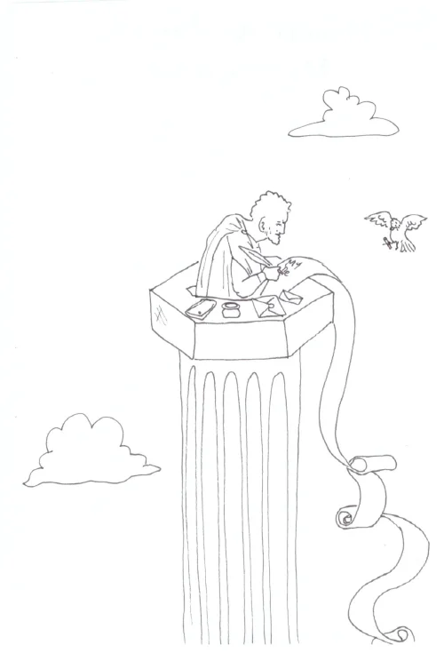 100 Women Challenge — 9 - Memoirs of Hadrian — Ink drawing by Roberta Gattel