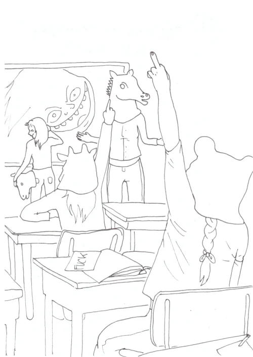 100 Women Challenge — 100 - Teaching to Transgress — Ink drawing by Roberta Gattel