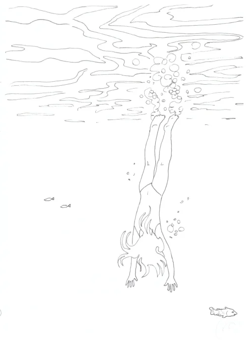 100 Women Challenge — 15 - In Other Words — Ink drawing by Roberta Gattel