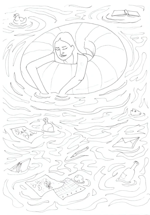 100 Women Challenge — 15 - In Other Words — Ink drawing by Roberta Gattel