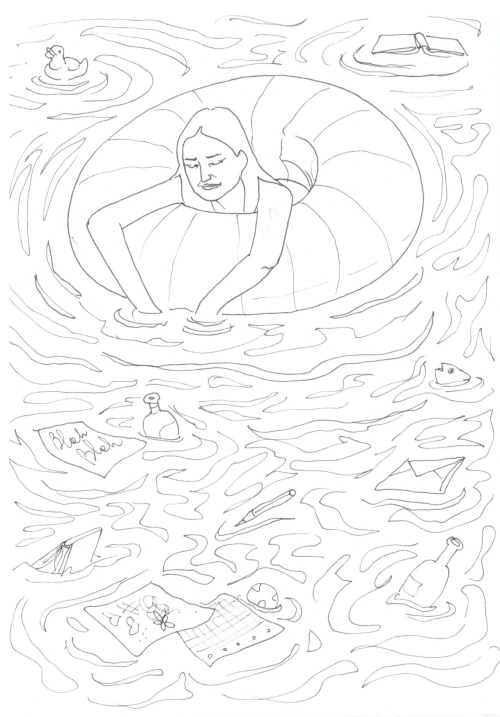 100 Women Challenge — 15 - In Other Words — Ink drawing by Roberta Gattel