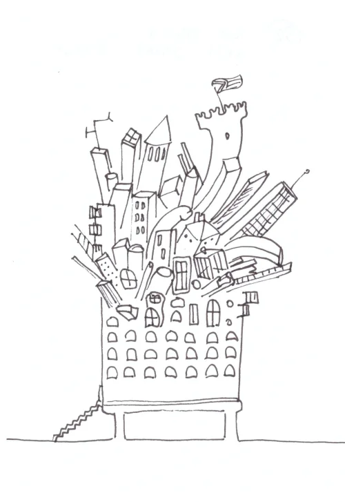 100 Women Challenge — 17 - The Women's Space — Ink drawing by Roberta Gattel