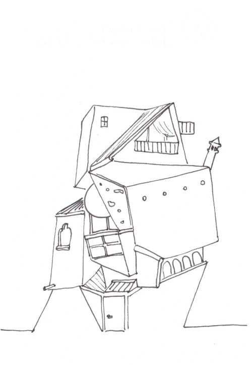 100 Women Challenge — 17 - The Women's Space — Ink drawing by Roberta Gattel