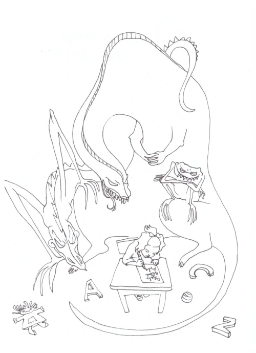 100 Women Challenge — 28 - The Promises of Monsters — Ink drawing by Roberta Gattel