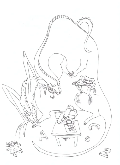 100 Women Challenge — 28 - The Promises of Monsters — Ink drawing by Roberta Gattel