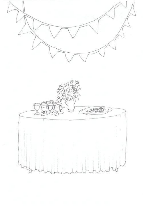 100 Women Challenge — 42 - The Garden Party — Ink drawing by Roberta Gattel