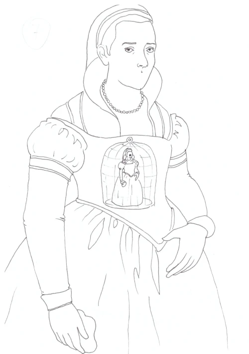 100 Women Challenge — 43 - Private Renaissance — Ink drawing by Roberta Gattel