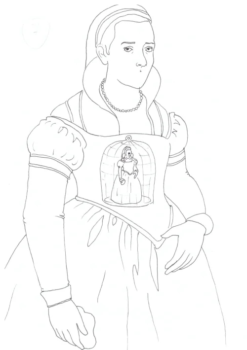 100 Women Challenge — 43 - Private Renaissance — Ink drawing by Roberta Gattel