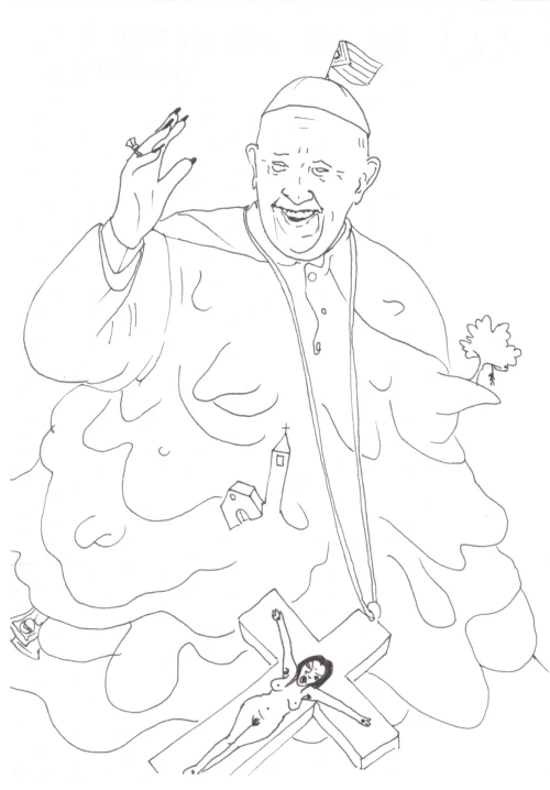 100 Women Challenge — 45 - Two in One Flesh — Ink drawing by Roberta Gattel