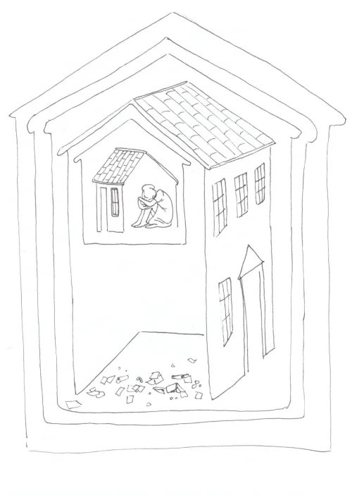 100 Women Challenge — 47 - Silences — Ink drawing by Roberta Gattel