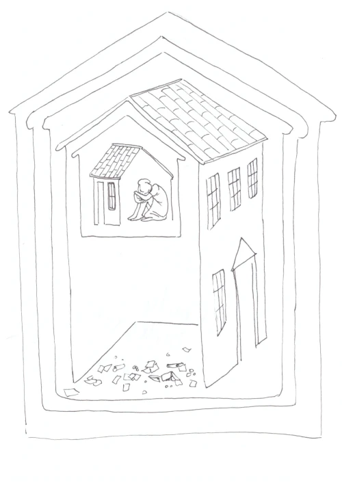 100 Women Challenge — 47 - Silences — Ink drawing by Roberta Gattel