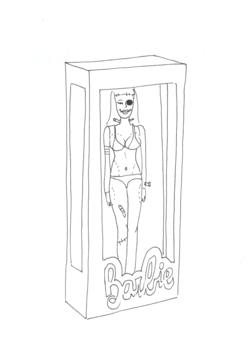 100 Women Challenge — 54 - Frankenstein — Ink drawing by Roberta Gattel