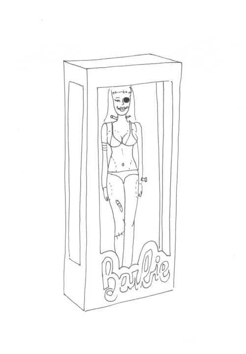 100 Women Challenge — 54 - Frankenstein — Ink drawing by Roberta Gattel