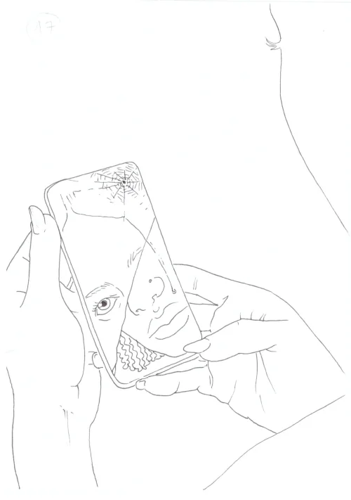 100 Women Challenge — 57 - Ten Steps to Nanette — Ink drawing by Roberta Gattel