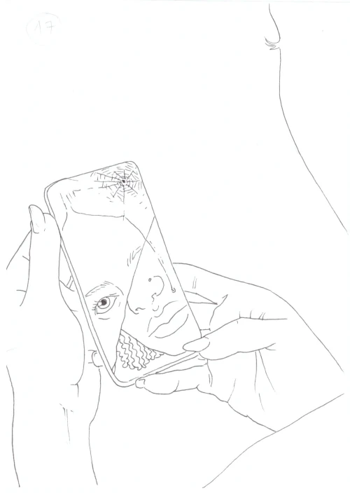 100 Women Challenge — 57 - Ten Steps to Nanette — Ink drawing by Roberta Gattel