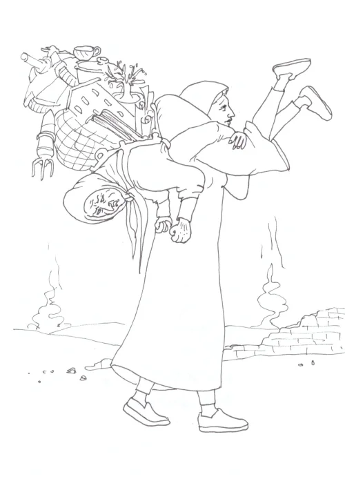 100 Women Challenge — 61 - Sharon and My Mother-in-Law — Ink drawing by Roberta Gattel