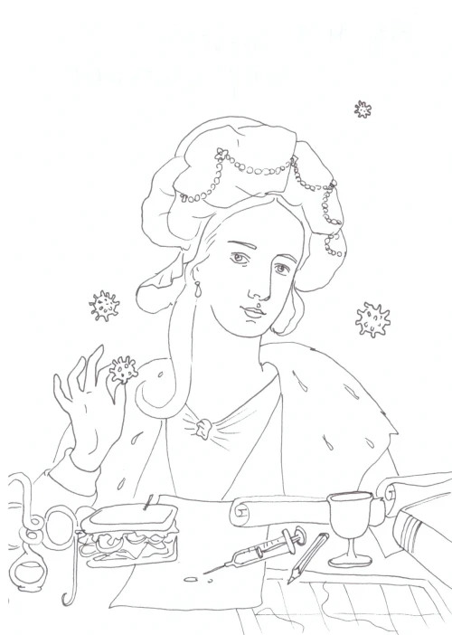 100 Women Challenge — 95 - Lady Montagu and the Dragoman — Ink drawing by Roberta Gattel