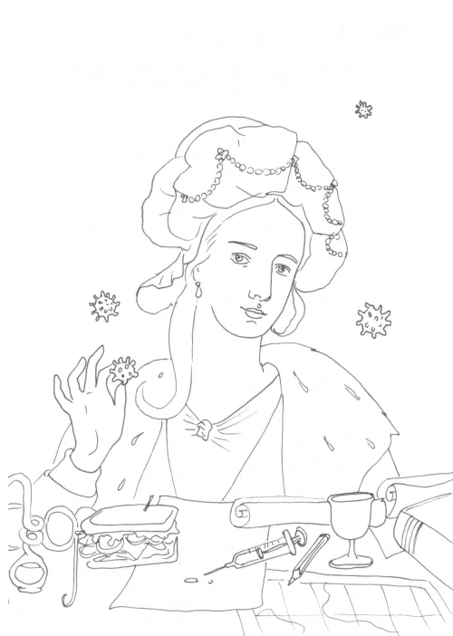 100 Women Challenge — 95 - Lady Montagu and the Dragoman — Ink drawing by Roberta Gattel