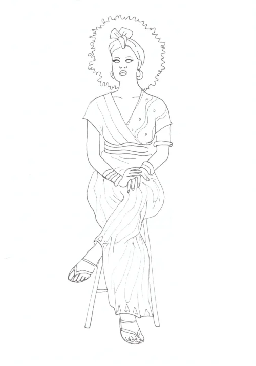 100 Women Challenge — 96 - Girl, Woman, Other — Ink drawing by Roberta Gattel