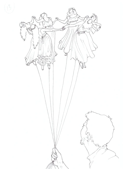 100 Women Challenge — 98 - Caliban and the Witch — Ink drawing by Roberta Gattel