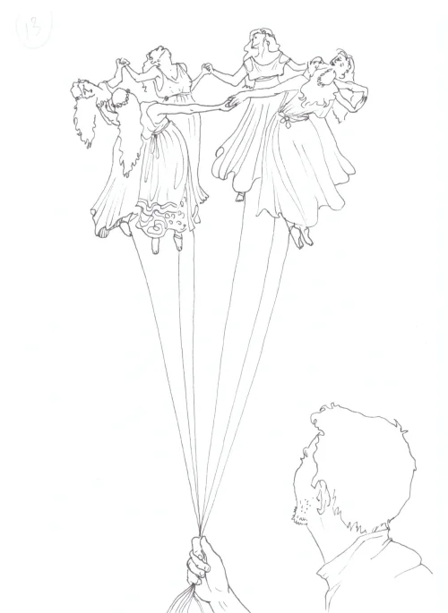 100 Women Challenge — 98 - Caliban and the Witch — Ink drawing by Roberta Gattel