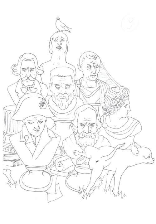 100 Women Challenge — 99 - Let's Spit on Hegel — Ink drawing by Roberta Gattel