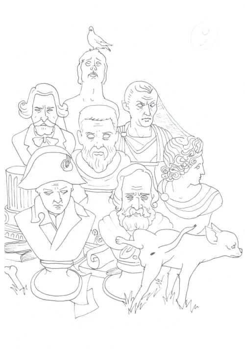 100 Women Challenge — 99 - Let's Spit on Hegel — Ink drawing by Roberta Gattel